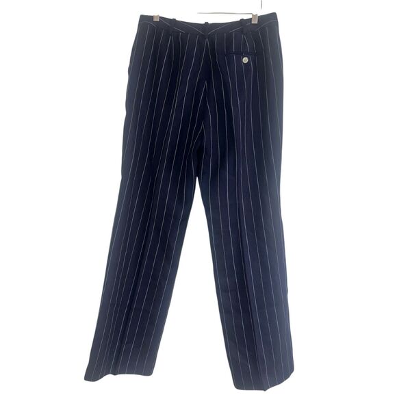 ✨Ralph Lauren Navy Pin Striped Wool-Blend Women's Straight Leg Lined Sz10 Pants✨ - Picture 4 of 7
